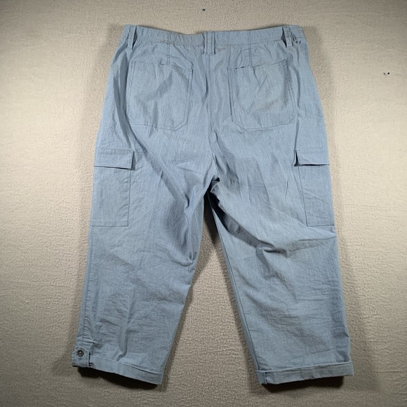 BUNDLE Chico's Lightweight Cropped/Cuffed Cargo Pants , Tag 2.  navy Lt Blue Tan - Picture 8 of 12